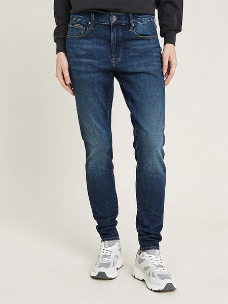 G-Star Dżinsy - Skinny fit - w kolorze granatowym rozmiar: W29/L32. Niebieskie jeansy G-Star, z aplikacjami, ze skóry. Za 297,26 zł.