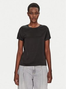 ViCOLO Bluzka TD0007 Czarny Relaxed Fit. Czarne bluzki ViCOLO, s, bez wzorów, z wiskozy, bez kołnierzyka, bez ramiączek. Za 109,99 zł.
