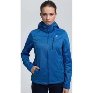 Softshell damski SFD002 - niebieski melanż. Niebieskie kurtki marki 4f, na lato, melanż, z materiału. W wyprzedaży za 249,99 zł.