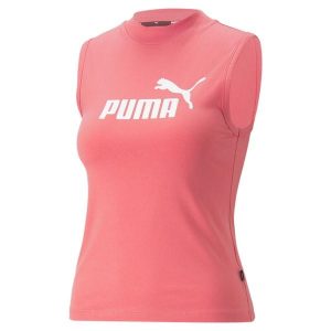 Koszulka Kobieta Puma Ess Slim Logo róża. Czerwone bluzki Puma, xs, bez wzorów, sportowe, bez kołnierzyka, bez ramiączek. W wyprzedaży za 97,70 zł.