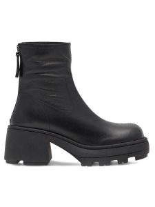 Badura Botki TAL-04 Czarny. Czarne botki Badura, bez wzorów, ze skóry, bez obcasa, na słupku, bez zapięcia. Za 239,99 zł.