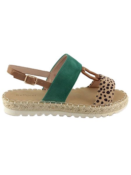 Bellucci Sandały w kolorze zielono-jasnobrązowym rozmiar: 38. Brązowe sandały Bellucci, bez wzorów, z otwartym noskiem, bez obcasa, bez zapięcia. Za 101,47 zł.