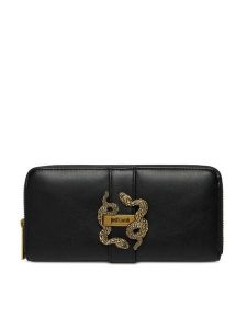 Just Cavalli Portfel 80RA5PA1 ZSA89 Czarny. Czarne portfele Just Cavalli, bez wzorów, ze skóry. Za 409,99 zł.