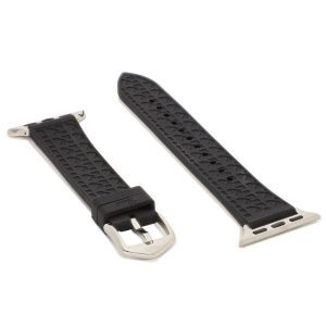 Wymienny pasek do zegarka Apple Watch Fossil. Czarne paski Fossil, bez wzorów. Za 129,99 zł.