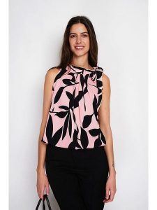 William de Faye Top w kolorze jasnoróżowo-czarnym rozmiar: 42. Czarne topy William de Faye, bez wzorów, klasyczne, bez kołnierzyka, bez ramiączek. Za 83,03 zł.