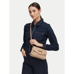 Torebka Guess. Brązowe listonoszki Guess, z aplikacjami, bez dodatków. Za 213,99 zł.