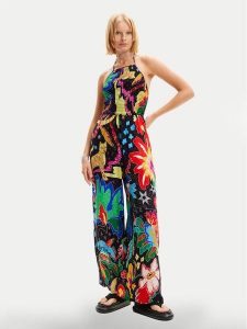 Desigual Kombinezon Jungle 24SWMW06 Kolorowy Relaxed Fit. Kombinezony Desigual, s, bez wzorów, z wiskozy, bez kołnierzyka, bez ramiączek. Za 429,99 zł.