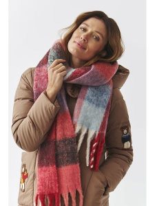 TATUUM Szal w kolorze błękitno-czerwonym - 210 x 30 cm rozmiar: onesize. Czerwone szaliki Tatuum, bez wzorów, z materiału. Za 139,20 zł.