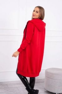 Bluza ocieplana długa z kapturem czerwona. Czerwone bluzy KESI, l, bez wzorów, z bawełny, z kapturem. Za 313,67 zł.