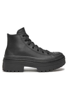 Converse Trzewiki Chuck Taylor All Star Lugged Heel Leather Platform A10369C Czarny. Czarne botki Converse, bez wzorów, ze skóry, bez obcasa, na płaskiej podeszwie, bez zapięcia. Za 409,99 zł.