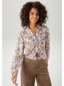 Aniston Bluzka w kolorze kremowo-karmelowym rozmiar: 48. Brązowe bluzki Aniston, bez wzorów, bez kołnierzyka, bez ramiączek. Za 82,64 zł.