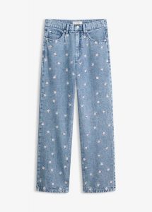 Jeansy straight, high waist, z bawełny. Niebieskie jeansy bonprix, bez wzorów, z bawełny, z podwyższonym stanem. Za 179,99 zł.