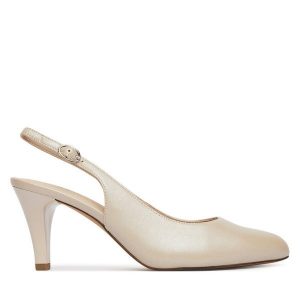 Czółenka Caprice. Białe czółenka Caprice, bez wzorów, bez obcasa, bez zapięcia. Za 329,99 zł.