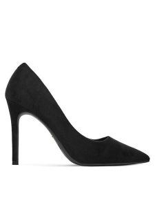 DeeZee Szpilki DBC-37237-1 Czarny. Czarne szpilki DeeZee, bez wzorów, z materiału, bez obcasa. Za 129,99 zł.