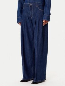 Guess Jeans Jeansy W5BA2U D002A Granatowy Wide Leg. Niebieskie jeansy Guess Jeans, z aplikacjami, z bawełny. Za 299,99 zł.