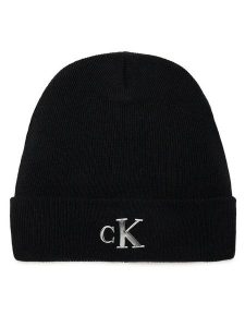 Calvin Klein Jeans Czapka Minimal Monogram Beanie K60K611542 Czarny. Czarne czapki Calvin Klein Jeans, bez wzorów, z jeansu. Za 139,99 zł.