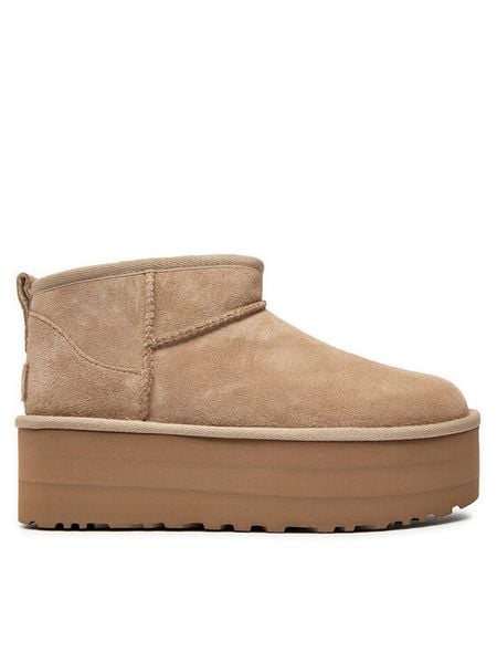 Ugg Śniegowce Classic Ultra Mini Platform 1135092 Beżowy. Brązowe buty zimowe Ugg, ze skóry, bez obcasa, bez zapięcia. Za 759,99 zł.