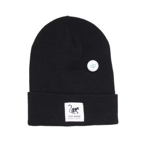 Recyklingowa Czapka Beanie - Jeden Rozmiar - (Czarny). Czarne czapki SURF MONKEY, bez wzorów, z materiału. Za 119,95 zł.