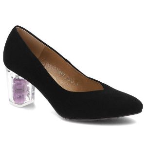 Czarne Czółenka Espirito Eleganckie Skórzane Buty. Czarne czółenka Espirito, bez wzorów, z zamszu, bez obcasa, na obcasie, bez zapięcia. Za 309,00 zł.