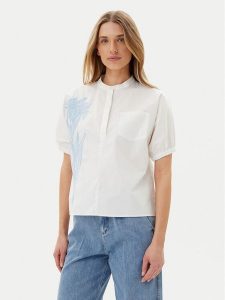 Artigli Bluzka ACBL002227 Biały Regular Fit. Białe bluzki Artigli, bez wzorów, z bawełny, bez kołnierzyka, bez ramiączek. Za 219,99 zł.