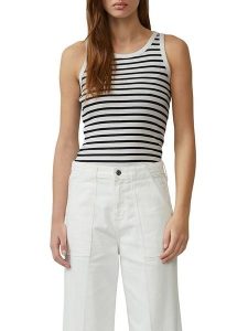 S.Oliver Top w kolorze czarno-białym rozmiar: 46. Białe topy s.Oliver, s, bez wzorów, bez kołnierzyka, bez ramiączek. Za 43,99 zł.