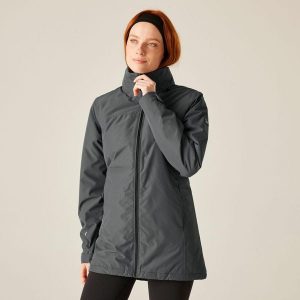 Kurtka damska przejściowa ocieplana przeciwdeszczowa Tamlin. Szare kurtki Dare 2b, na zimę, bez wzorów, z tkaniny, bez kaptura, narciarskie. Za 249,99 zł.