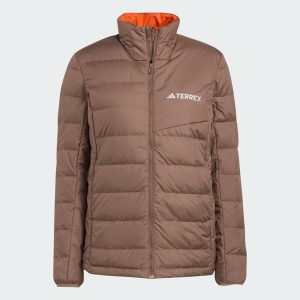 Kurtka Terrex Multi Light Down CLIMAWARM. Brązowe kurtki ADIDAS, l, bez wzorów, z puchu, bez kaptura. Za 599,00 zł.