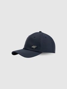 4F Czapka z daszkiem strapback uniseks - granatowa S/M (58cm). Niebieskie czapki 4f, bez wzorów, klasyczne. Za 69,99 zł.