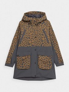 4F Kurtka narciarska w kolorze czarno-brązowym ze wzorem rozmiar: XL. Brązowe kurtki sportowe 4f, s, bez wzorów, bez kaptura, narciarskie. Za 346,99 zł.