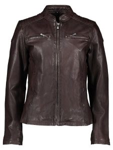 Buffalo Skórzana kurtka w kolorze ciemnobrązowym rozmiar: 36. Brązowe kurtki Buffalo, bez wzorów, ze skóry, bez kaptura. Za 486,45 zł.