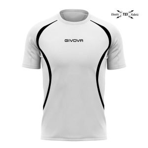 Unisex givova biegnąca koszula biała/czarna L - Oddychający i lekki. Białe koszule Givova, l, bez wzorów, bez kołnierzyka, bez ramiączek. Za 197,99 zł.
