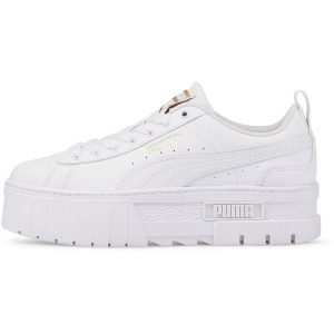 Adidasy Puma Mayze Lth Jr, Dla obu płci. Białe buty sportowe Puma, bez wzorów, z materiału, bez zapięcia. Za 325,00 zł.