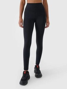 4F Legginsy sportowe w kolorze czarnym rozmiar: S. Czarne legginsy 4f, s, bez wzorów, z materiału, z podwyższonym stanem, outdoorowe. Za 84,21 zł.