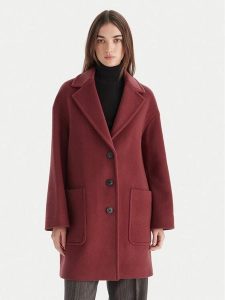 MAX&Co. Płaszcz wełniany 2526016023200 Bordowy Regular Fit. Czerwone płaszcze MAX&Co., na zimę, bez wzorów, z wełny, bez kaptura. Za 959,99 zł.