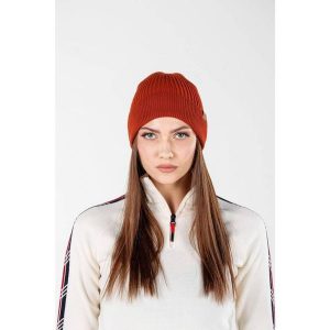 Czapka zimowa 100% wełna merino - Icewall (250 g/m²). Czerwone czapki WOOLONA, bez wzorów, z wełny, sportowe. W wyprzedaży za 126,00 zł.