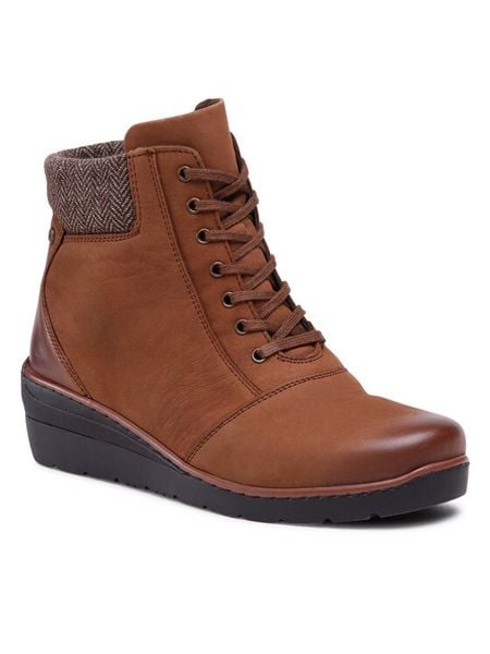 Go Soft Trzewiki WI23-WARUNA-01 Brązowy. Brązowe botki Go Soft, bez wzorów, ze skóry, bez obcasa, na koturnie, bez zapięcia. Za 149,99 zł.