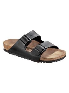 Birkenstock Klapki "Arizona" w kolorze czarnym rozmiar: 38. Czarne klapki Birkenstock, bez wzorów, z otwartym noskiem, bez obcasa, na płaskiej podeszwie. Za 292,20 zł.