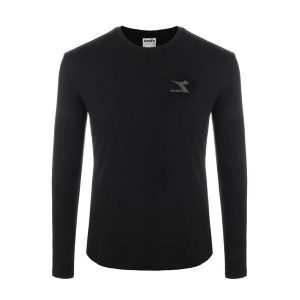 Koszulka damska DIADORA L.T-SHIRT LS CHROMIA. Czarne bluzki Diadora, l, bez wzorów, bez kołnierzyka, bez ramiączek. Za 39,99 zł.