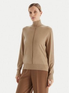 BOSS Golf C_Faghettini 50551356 Beżowy Regular Fit. Brązowe golfy Boss, bez wzorów, z wełny. Za 409,99 zł.