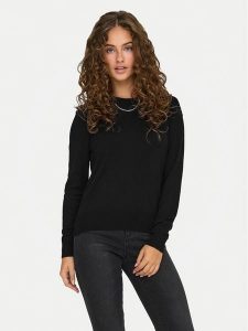 ONLY Sweter Venice 15333989 Czarny Regular Fit. Czarne swetry klasyczne ONLY, s, z wiskozy, bez kołnierzyka. Za 109,99 zł.