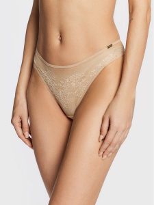 Gossard Figi klasyczne Glossies 13003 Beżowy. Brązowe figi Gossard, bez wzorów, z syntetyku. Za 69,99 zł.