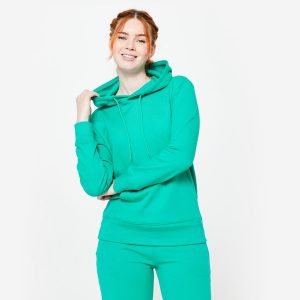 Bluza z kapturem damska Domyos Gym & Pilates. Szare bluzy DOMYOS, m, bez wzorów, z bawełny, z kapturem. W wyprzedaży za 79,99 zł.
