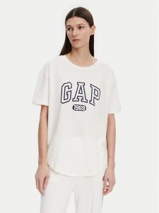 Gap T-Shirt 407990-04 Biały Regular Fit. Białe t-shirty GAP, s, bez wzorów, z bawełny, bez kołnierzyka, bez ramiączek. Za 109,99 zł.