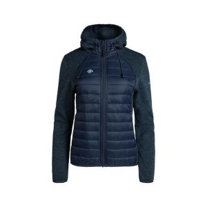 Kurtka polarowa NOYA W z dzianiny z panelami termicznymi – wiatroszczelna, wodoo. Niebieskie kurtki Izas, bez wzorów, z dzianiny, bez kaptura. W wyprzedaży za 326,04 zł.