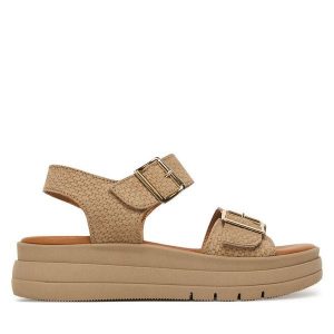 Sandały Tamaris. Brązowe sandały Tamaris, bez wzorów, bez obcasa, na płaskiej podeszwie, bez zapięcia. Za 369,99 zł.