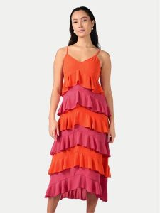 YAS Sukienka letnia Clara 26032842 Pomarańczowy Regular Fit. Brązowe kombinezony YAS, na lato, xl, bez wzorów, z syntetyku, bez kołnierzyka, bez ramiączek. Za 239,99 zł.