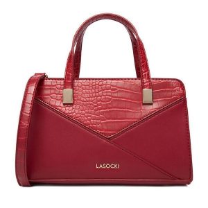 Torebka Lasocki. Czerwone torebki klasyczne Lasocki, bez wzorów, bez dodatków. Za 169,99 zł.