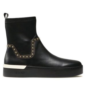 Botki Liu Jo. Czarne botki Liu Jo, bez wzorów, bez obcasa, na płaskiej podeszwie, bez zapięcia. Za 599,99 zł.