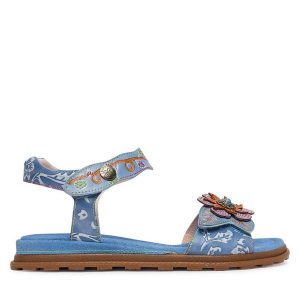 Sandały Laura Vita. Niebieskie sandały LAURA VITA, bez wzorów, bez obcasa, na płaskiej podeszwie, bez zapięcia. Za 379,99 zł.