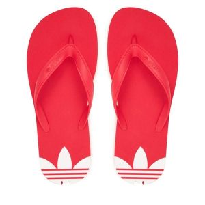 Japonki adidas. Czerwone klapki ADIDAS, bez wzorów, bez obcasa. Za 89,99 zł.